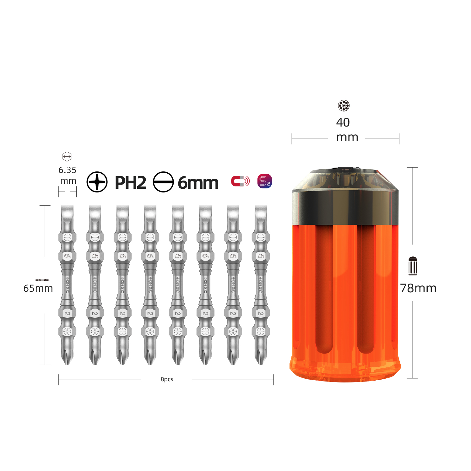 Double end screwdriver bits